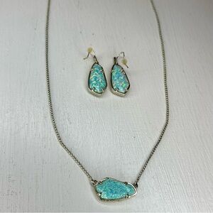 Authentic Kendra Scott Cami Necklace & Camelia Earrings in Aqua Kyocera Opal